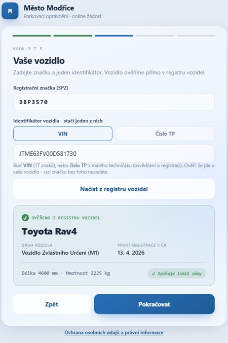 info o vozidle