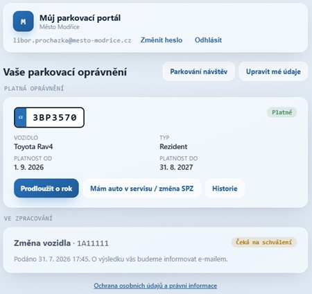 můj parkovací portál profil