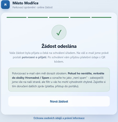 odeslání žádosti